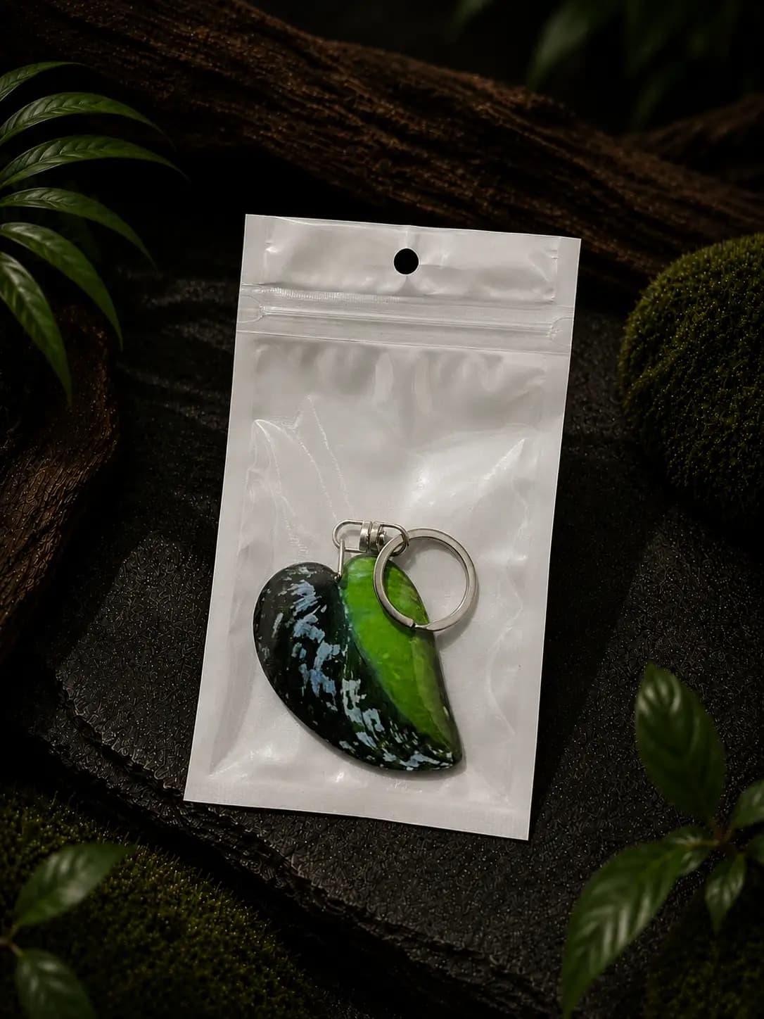 Scindapsus Argyraeus Leaf Keychain thumbnail 2