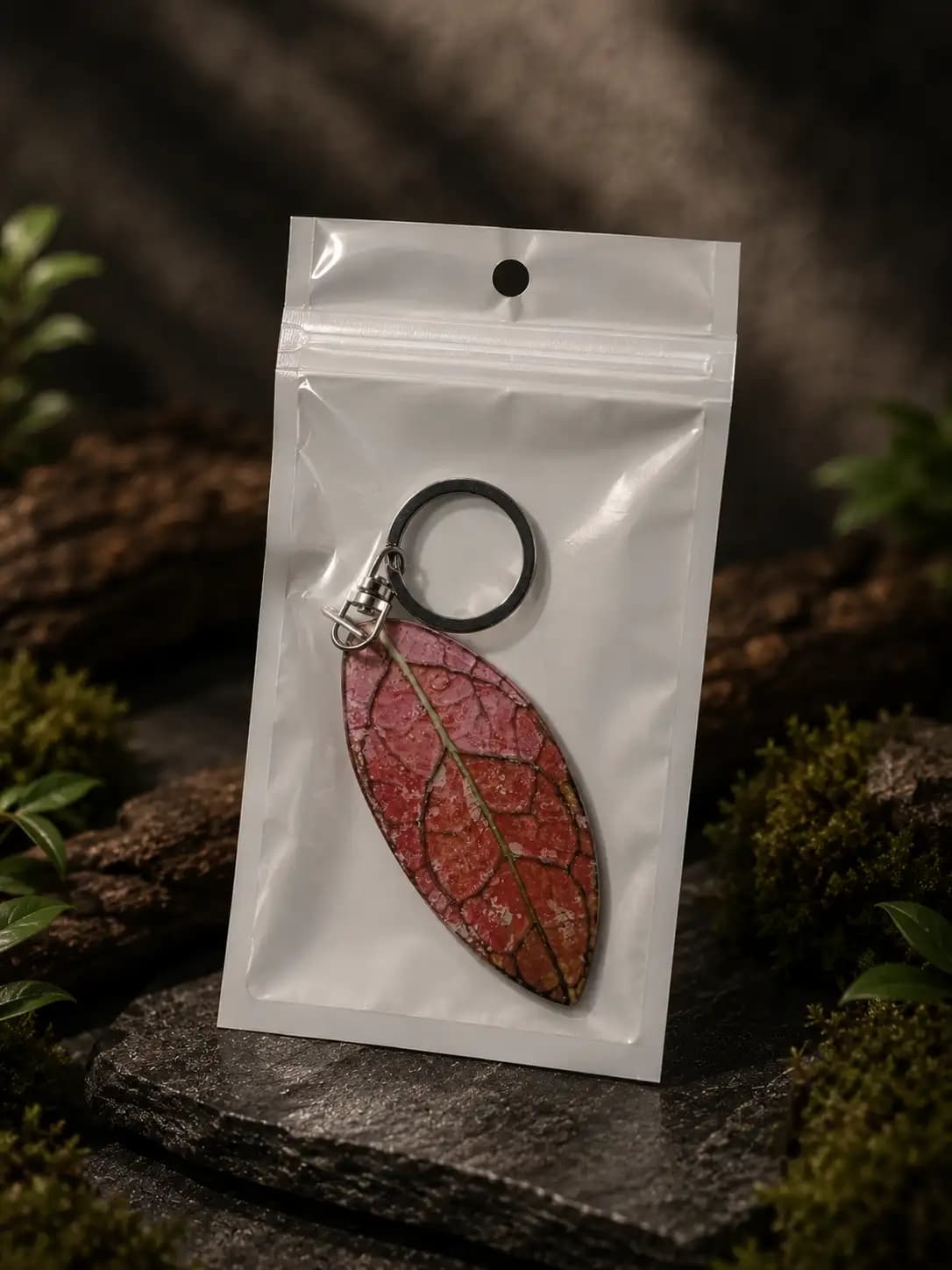 Hoya Clemensiorum Red Leaf Keychain thumbnail 2